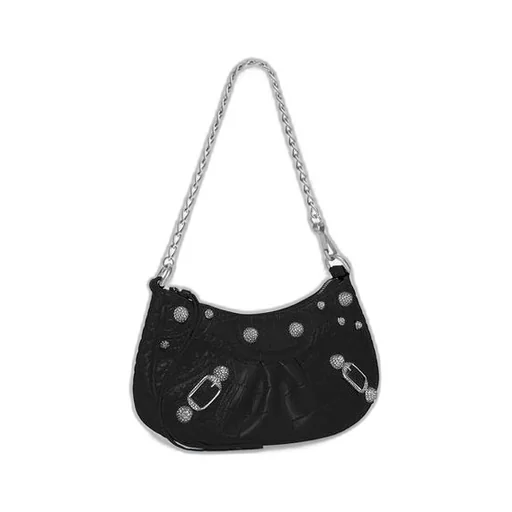 Le Cagole Mini Bag With Chain Crocodile Embossed With Rhinestones