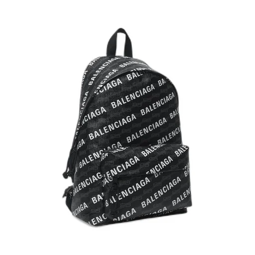 Signature Medium Backpack BB Monogram Coated Canvas And Allover Logo