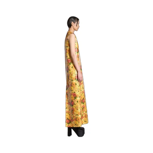 Faux Vinyl Floral Sleeveless Dress
