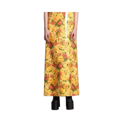 Faux Vinyl Floral Sleeveless Dress
