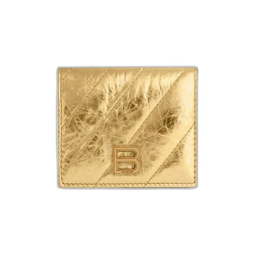 Crush Flap Coin And Card Holder Metallized Quilted