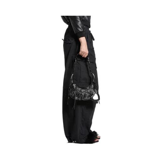 Le Cagole XS Shoulder Bag Eiffel Tower With Rhinestones