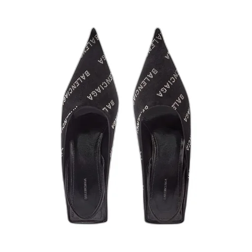 Square Knife Slingback 80mm Mule With Rhinestones