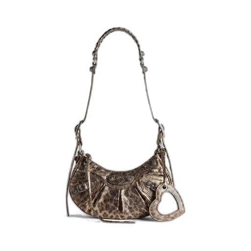 Le Cagole XS Shoulder Bag Metallized With Leopard Print
