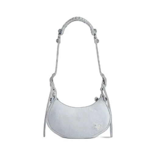 Le Cagole XS Shoulder Bag Denim With Rhinestones