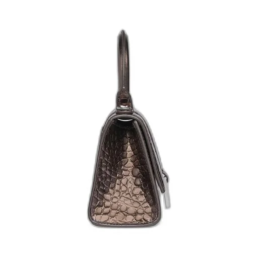 Hourglass XS Handbag Metallized Crocodile Embossed