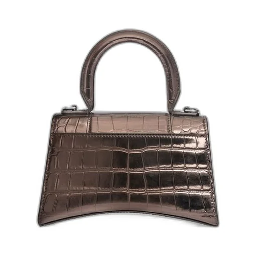 Hourglass XS Handbag Metallized Crocodile Embossed