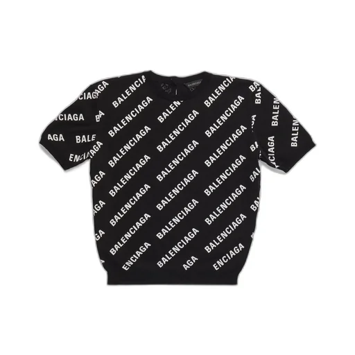 Mini Allover Logo Crop Short Sleeve Sweater