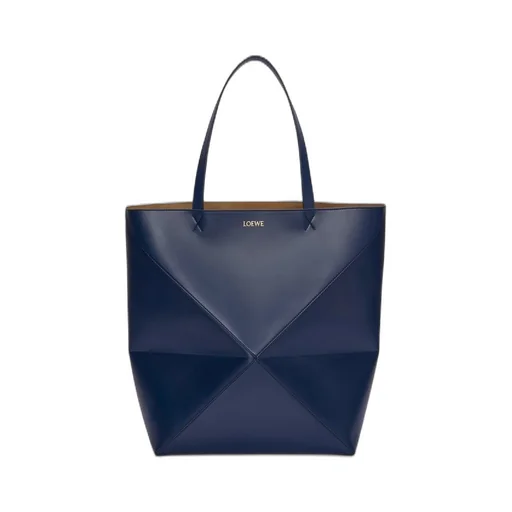XL Puzzle Fold Tote in shiny calfskin