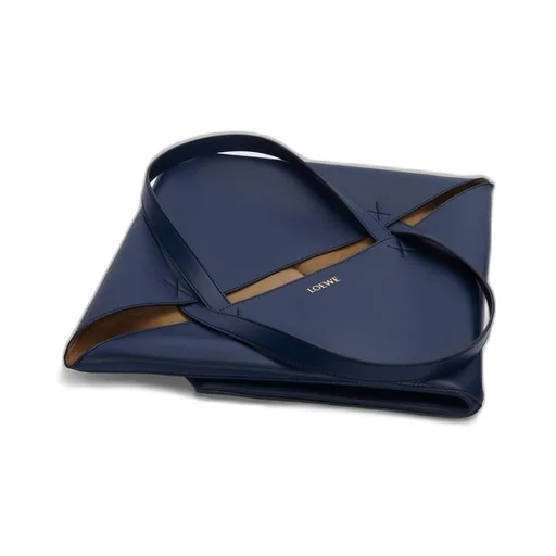 XL Puzzle Fold Tote in shiny calfskin
