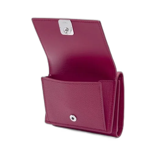 Anagram trifold wallet in pebble grain calfskin