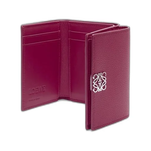 Anagram trifold wallet in pebble grain calfskin