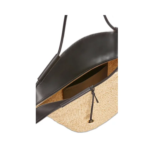 Large Paseo basket in raffia and nappa calfskin