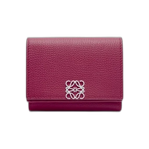 Anagram trifold wallet in pebble grain calfskin