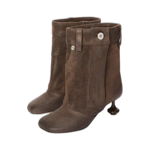Toy ankle bootie in waxed suede