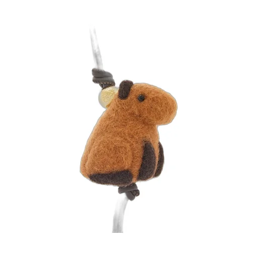 Capybara charm in felt and calfskin