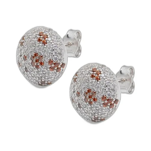 Anagram Pebble earrings in sterling silver and crystals