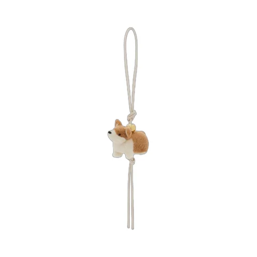 Corgi charm in felt and calfskin
