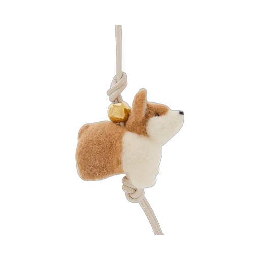 Corgi charm in felt and calfskin