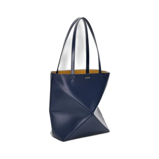 Medium Puzzle Fold tote in shiny calfskin