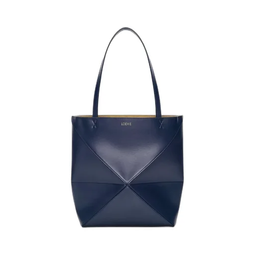 Medium Puzzle Fold tote in shiny calfskin
