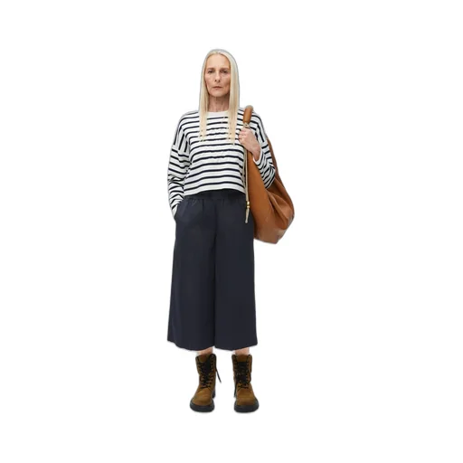 Cropped trousers in cotton and silk