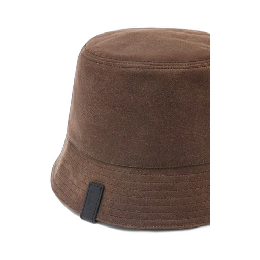 Reversible bucket hat in waxed canvas and tartan