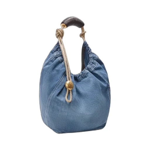 Medium Squeeze bag in washed denim