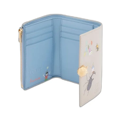 Insects small vertical wallet in satin calfskin