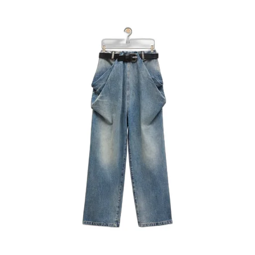 Draped jeans in denim