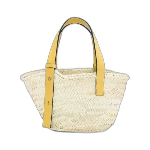 Small Basket bag in palm leaf and calfskin