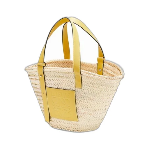 Basket bag in palm leaf and calfskin