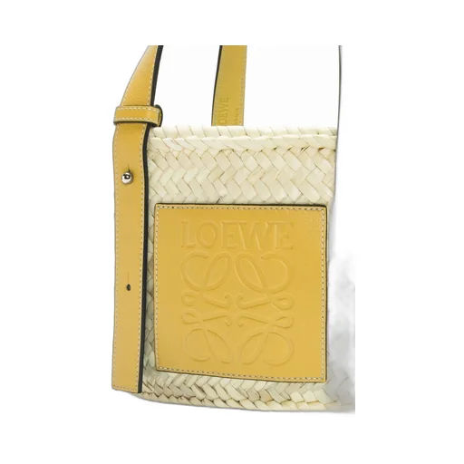 Small Basket bag in palm leaf and calfskin