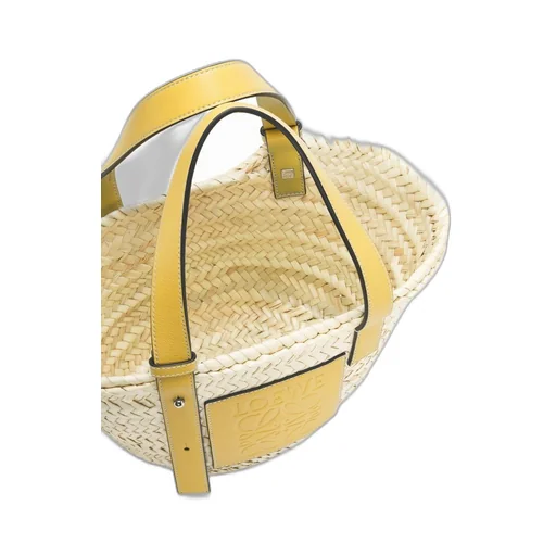 Small Basket bag in palm leaf and calfskin