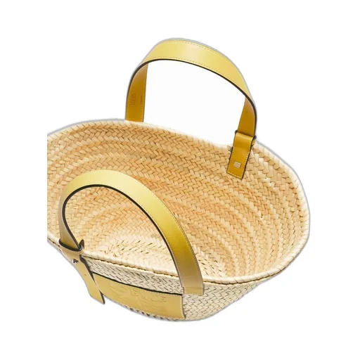 Basket bag in palm leaf and calfskin