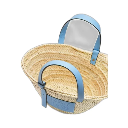 Basket bag in palm leaf and calfskin
