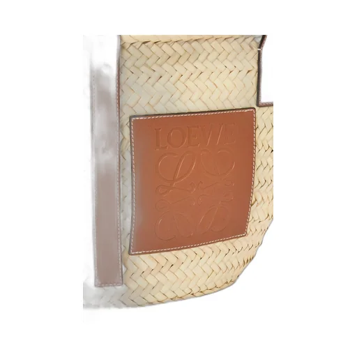 Basket bag in palm leaf and calfskin