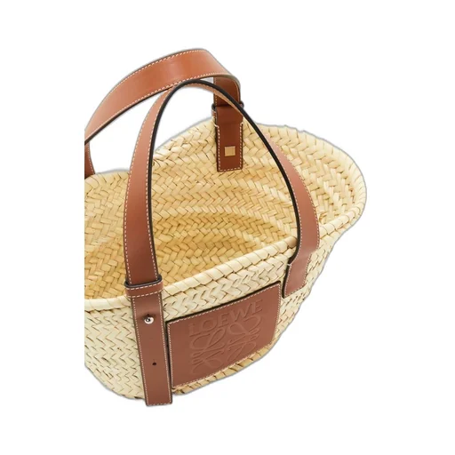 Small Basket bag in palm leaf and calfskin
