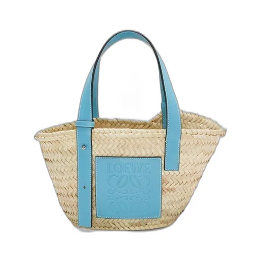 Small Basket bag in palm leaf and calfskin