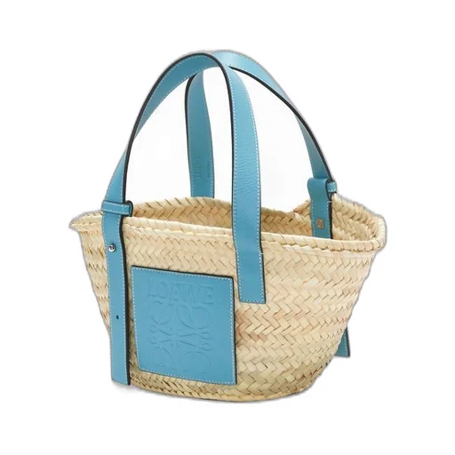 Small Basket bag in palm leaf and calfskin