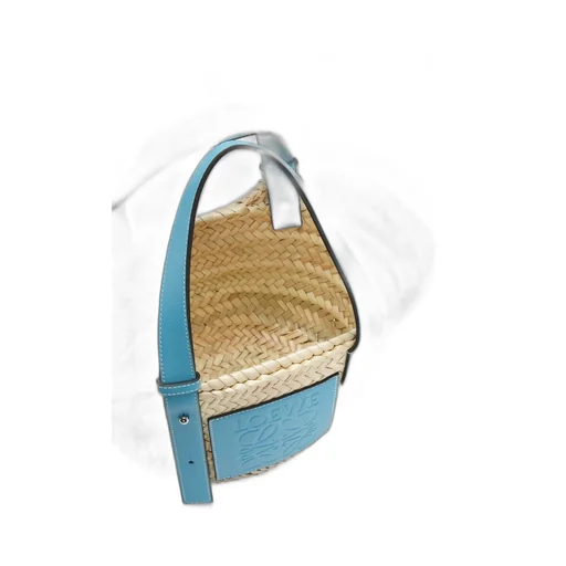 Small Basket bag in palm leaf and calfskin
