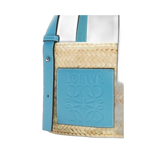 Small Basket bag in palm leaf and calfskin