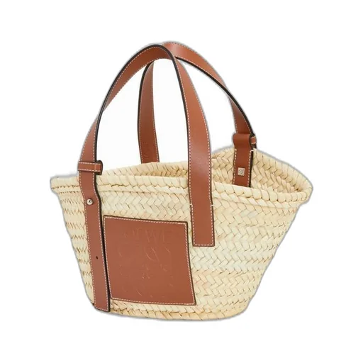 Small Basket bag in palm leaf and calfskin