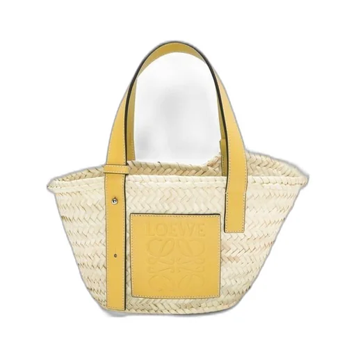 Small Basket bag in palm leaf and calfskin