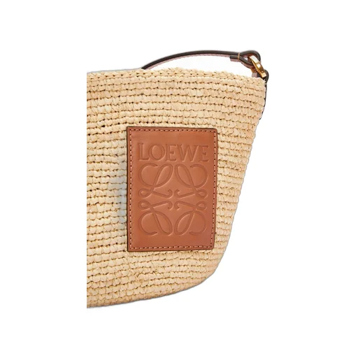 Slit Pochette bag in raffia and calfskin