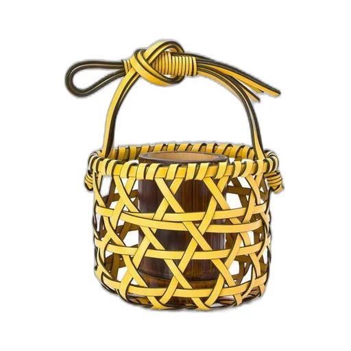Knot vase in calfskin and bamboo