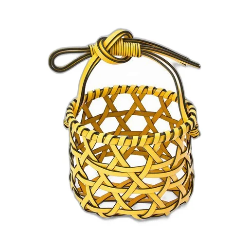 Knot vase in calfskin and bamboo