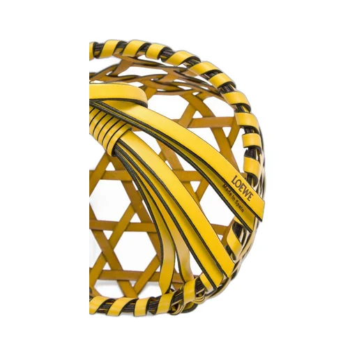 Knot vase in calfskin and bamboo