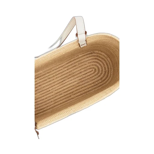 Small Square Basket bag in raffia and calfskin