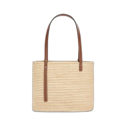 Small Square Basket bag in raffia and calfskin